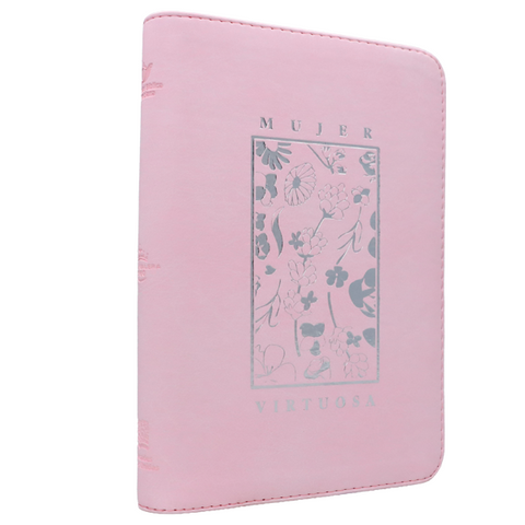 Image of Biblia RVR 1960 Mujer Virtuosa Mediana Letra Grande Símil Piel Rosa Cierre PJR
