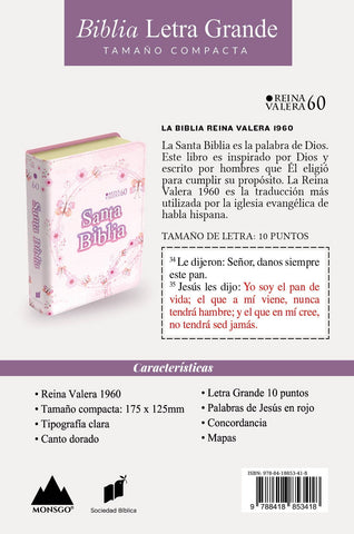 Image of Biblia RVR 1960 Compacta Símil Piel Juvenil Mariposa Palo Rosa