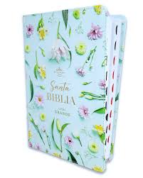 Image of Biblia RVR 1960 Letra GrandeTamaño Manual Colección Supreme Turquesa con Flores Símil Piel