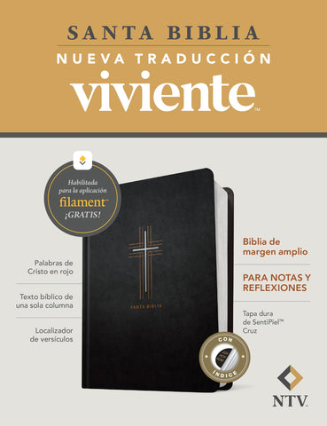 Image of Biblia NTV Margen Amplio Filament Tapa Dura Cruz Índice