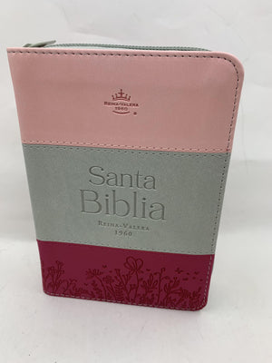 Biblia RVR 1960 Bolsillo Símil Piel Tricolor Rosa Gris Fucsia con Índice