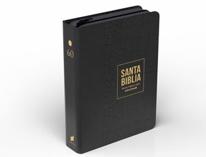 Biblia RVR 1960 Compacta Letra Grande 11 puntos Símil Piel Piel Negro con Cierre y Índice