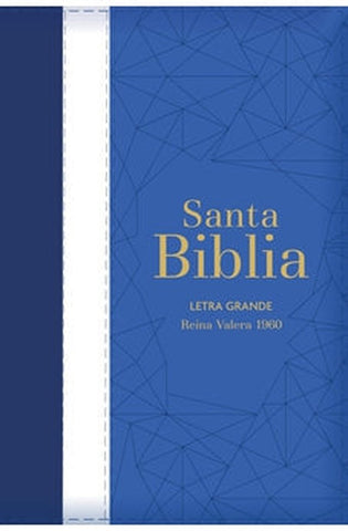 Image of Biblia RVR 1960 Letra Grande Tamaño Manual Tricolor Azúl Crema Azúl Marino con Cierre con Índice