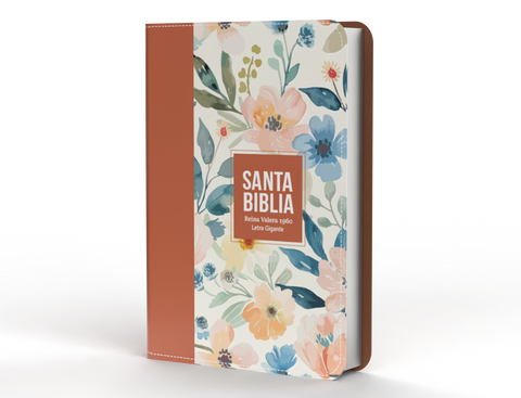 Image of Biblia RVR 1960 Letra Gigante 14 puntos Símil Piel Flores Terracota