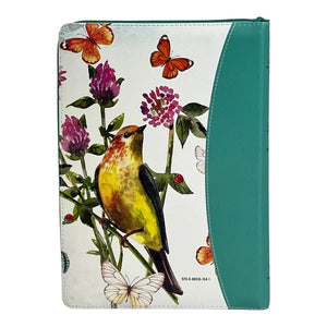 Biblia RVR 1960 Letra Gigante Símil Piel Mariposas Turquesa con Índice y Cierre