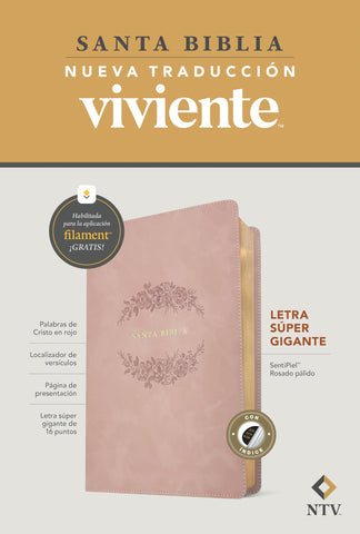 Image of Biblia NTV Letra Súper Gigante Filament Símil Piel Rosado Pálido Índice