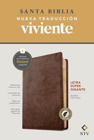 Image of Biblia NTV Letra Súper Gigante Filament Símil Piel Café Rústico Índice