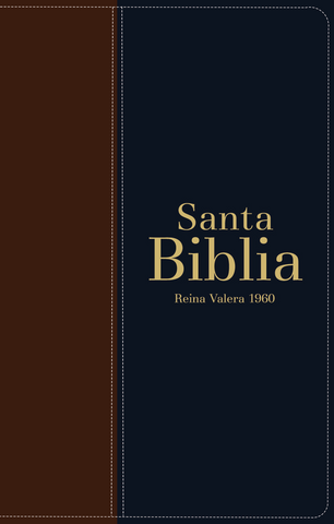 Image of Biblia RVR 1960 Letra Grande Tamaño Manual Símil Piel DuoTone Marrón Azul Marino