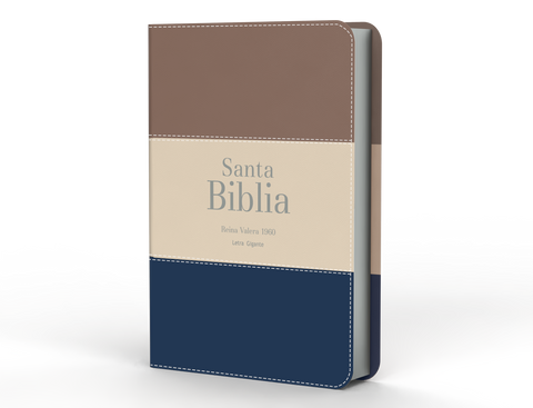 Image of Biblia RVR 1960 Letra Gigante 14 puntos Símil Piel Tricolor Marrón Beige Azul