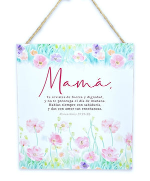 Cuadro Decorativo Mdf 30.5X27.5 Cm, con Cordel. Mamá