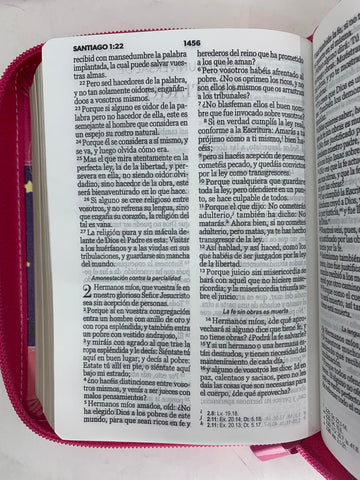 Image of Biblia RVR 1960 Bolsillo Fucsia Lila Rosa Símil Piel con Cierre