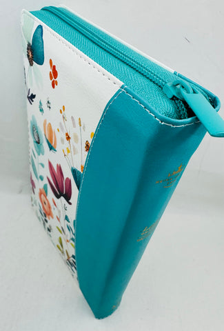 Image of Biblia RVR 1960 Letra GrandeTamaño Manual Jardín Turquesa Cierre Índice Símil Piel