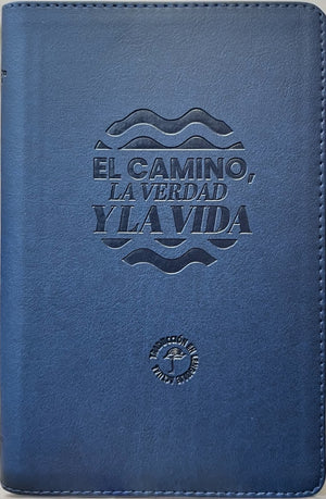 Biblia TLA El Camino La Verdad y La Vida Mediana Letra Grande Símil Piel Azul Código QR