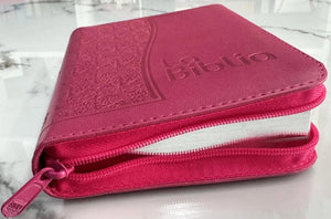 Biblia TLA Chica Letra Chica Símil Piel Fucsia Cierre