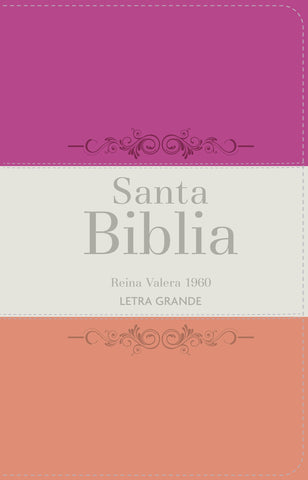 Image of Biblia RVR 1960 Letra Grande Tamaño Manual Tricolor Guinda Crema Melón con Cierre e Índice